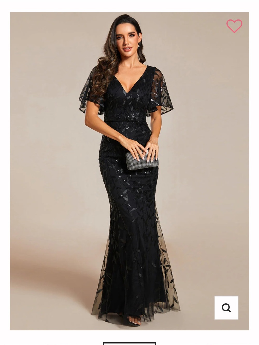 Ever Pretty Black V-Neck Embellished Maxi Gown